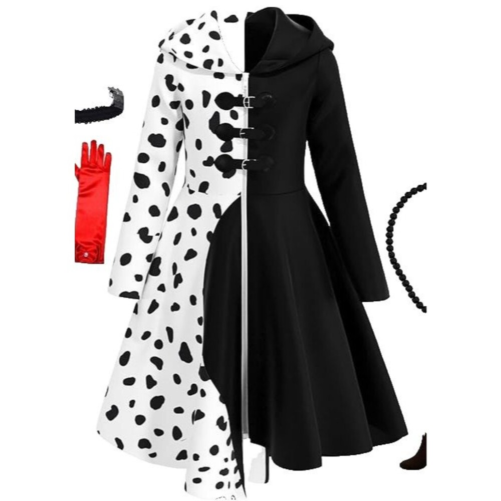 Girls Halloween Costume Dress Up Dalmatian Print Outfit 9-10yr Olds NEW